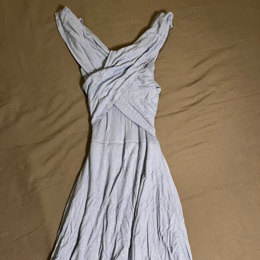 Blue cross tank top flowy ribbed dress